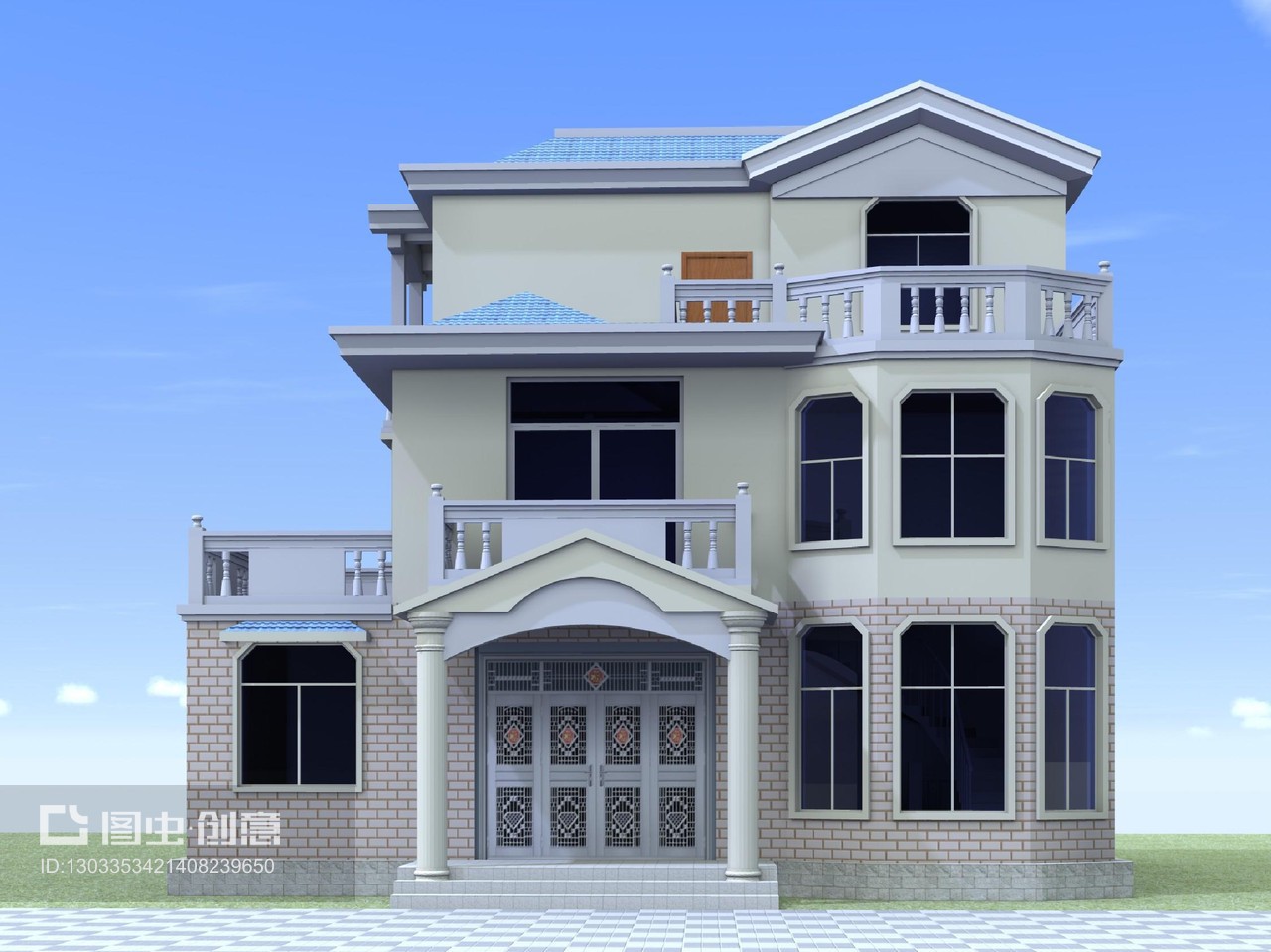 两层半新农村别墅设计图建筑图结构图效果图
